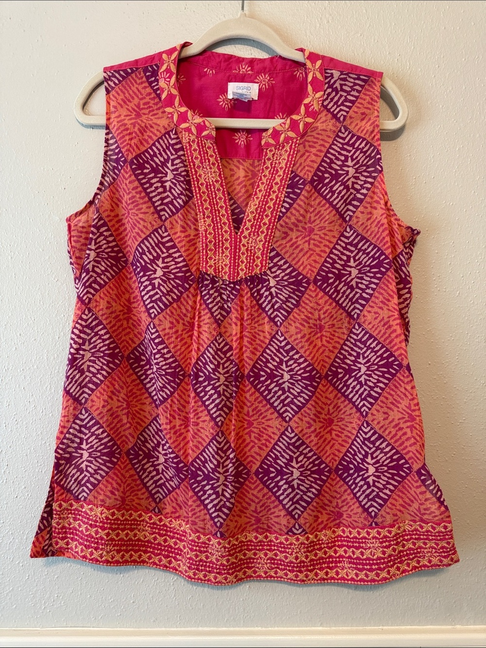 Sigrid Olsen Pink & Purple Printed Sleeveless Tunic